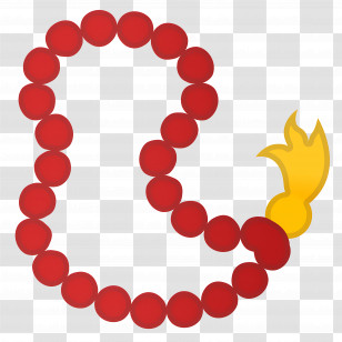 Prayer Beads Emoji - Red Beads With Flame Transparent PNG