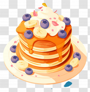 Shrove Tuesday - Pancakes With Berries And Bananas Transparent PNG