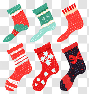 Red And Green Socks - Festive Christmas Stockings In Multiple Designs Transparent PNG
