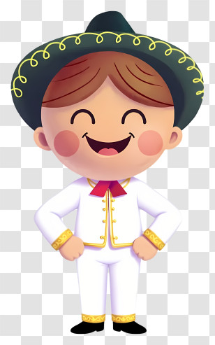 Cartoon Mariachi Boy - Smiling Boy In White Suit Transparent PNG