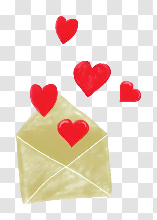 Mail - Golden Envelope With Red Hearts For A Romantic Touch Transparent PNG