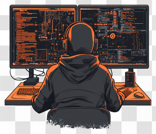 Cyber Security - Hacker At Computer Illustration Transparent PNG