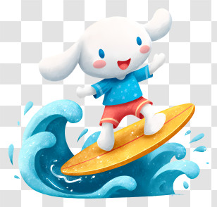 Cinnamoroll Surfing - Surfing Bunny On Waves Transparent PNG