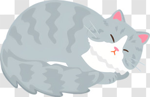 Cartoon Cat - Gray Sleeping Cat In A Peaceful Pose Transparent PNG