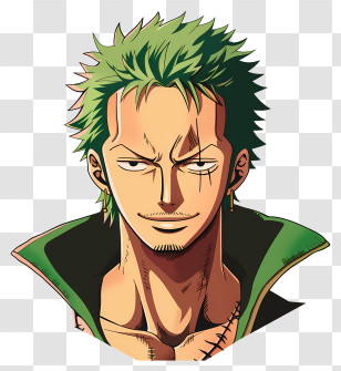 One Piece Roronoa Zoro - Green-Haired Cartoon Male Character Design Transparent PNG