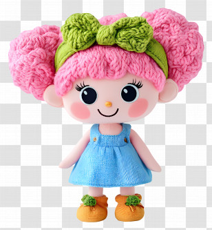 Tikiboo Troll - Cute Doll With Colorful Hair In A Blue Dress Transparent PNG