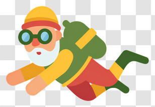 Cartoon Gnome With Swim Goggles - Diving Gnome With Goggles Transparent PNG