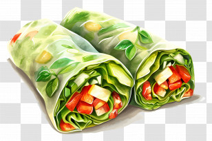 Spring Rolls - Fresh Vegetarian Lettuce Wraps Transparent PNG