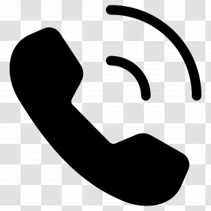 Telephone Call - Black Telephone Receiver Icon With Signal Lines Transparent PNG