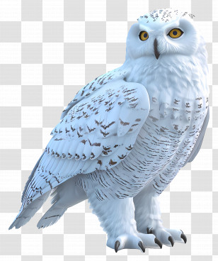 Snowy Owl - Beautiful Snowy Owl With Yellow Eyes Transparent PNG