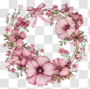 Flower Frame - Floral Wreath With Pink Flowers Decoration Transparent PNG