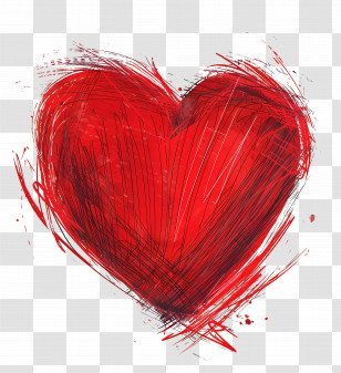 Red Heart - Scribbled Red Heart For Valentine Art Transparent PNG