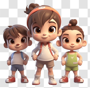 Children - Group Of Cartoon Kids Transparent PNG