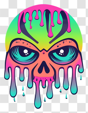 Cartoon - Colorful Dripping Skull Art Transparent PNG