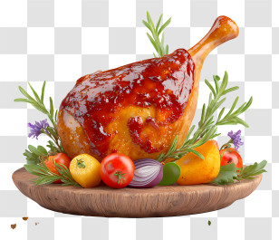 Glazed Turkey Leg - Glazed Ham Leg Platter Transparent PNG