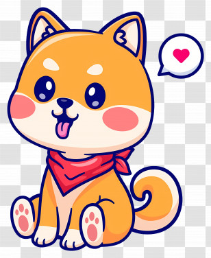 Dog Heart - Cute Cartoon Dog With Red Bandana Transparent PNG