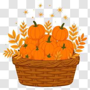 Harvest Basket Arrangement - Autumn Pumpkin Basket Transparent PNG