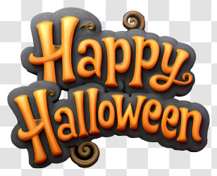 Happy Halloween Word - Ornate Happy Halloween Text Transparent PNG