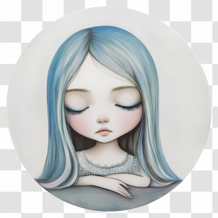 Serenity - Girl With Blue Hair Portrait Transparent PNG