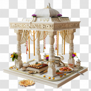Hindu Wedding - Intricate Temple With Offerings Transparent PNG