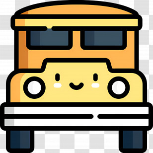 School Bus - Cute Yellow School Bus Transparent PNG