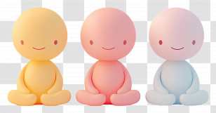 Sitting People Cartoon - Colorful Cute Figures Trio Transparent PNG