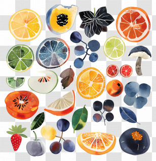 Food - Assorted Watercolor Fruits Transparent PNG
