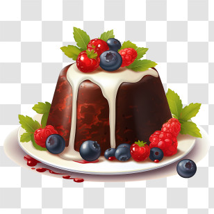Christmas Pudding - Chocolate Dessert With Fruit Toppings Transparent PNG