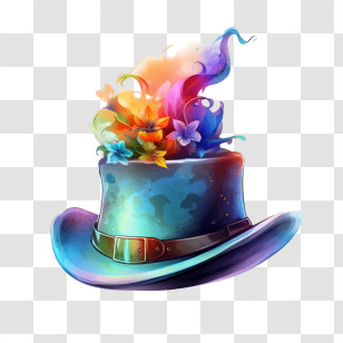 Magic Hat - Colorful Hat With Flowers Transparent PNG