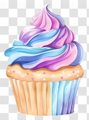 Cute Cupcake - Purple And Blue Whimsical Cupcake Design Transparent PNG