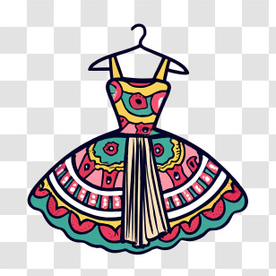 Cartoon Dress - Colorful Cartoon Style Decorative Dress Transparent PNG