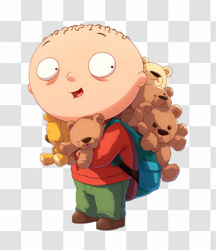 Stewie Griffin - Cartoon Character With Teddy Bears Transparent PNG