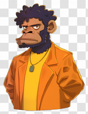 Cartoon Ape - Anthropomorphic Monkey Illustration In Yellow Transparent PNG