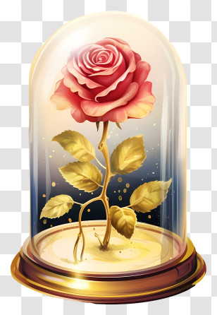 Rose In Glass Bell Jar - Enchanted Rose In Glass Dome Illustration Transparent PNG