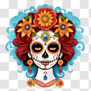 Sugar Skull - Artistic Day Of The Dead Sugar Skull Mask Transparent PNG