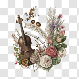 International Music Day
 - Violin With Sheet Music And Flowers Transparent PNG