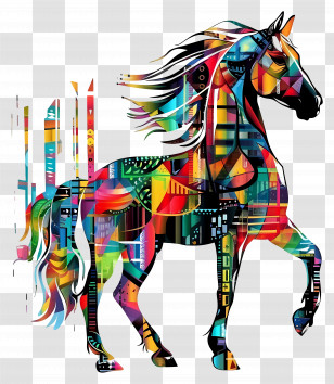 Horse Silhouette - Colorful Digital Art Horse Transparent PNG
