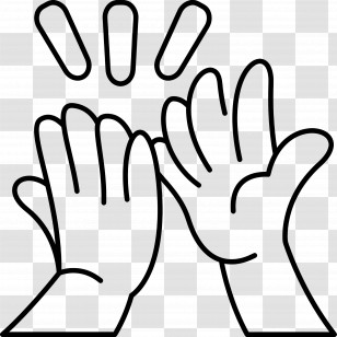 High Five - Clapping Hands Symbol Outline Illustration Transparent PNG