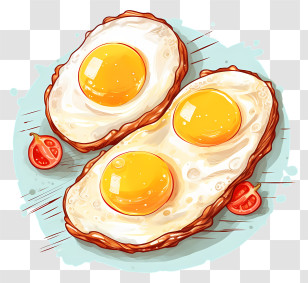 Breakfast - Perfectly Fried Eggs On A Plate Transparent PNG