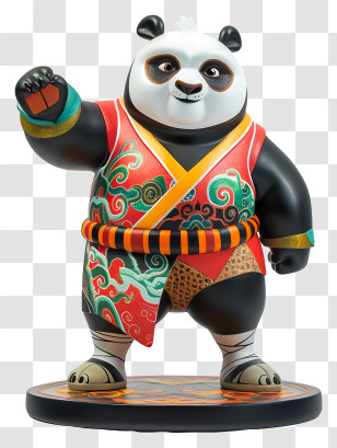 Kung Fu Panda - Panda Cartoon Figurine In Decorative Costume Transparent PNG