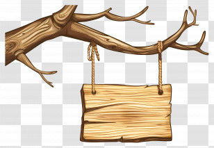 Hanging Wooden Sign - Wooden Sign Hanging On Branch With Rope Transparent PNG