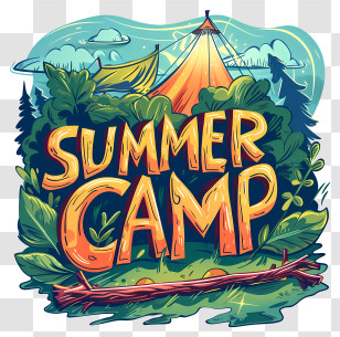 Summer Camp - Bright Summer Camp Poster Illustration Transparent PNG