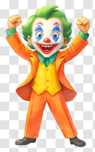 Playful Clown - Cheering Orange-Suited Clown Transparent PNG