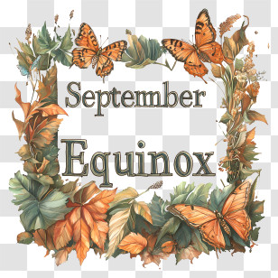 September Equinox - September Equinox With Leaves And Butterflies Transparent PNG