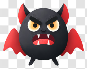Angry Vampire Monster - Angry Cartoon Bat With Red Wings Transparent PNG