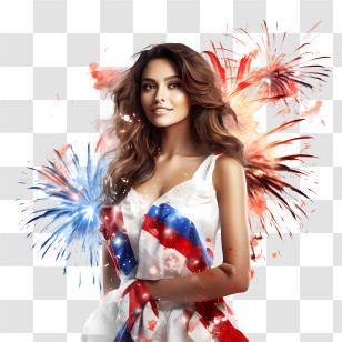 Costa Rica Independence Day - Patriotic Woman With Fireworks Illustration Transparent PNG
