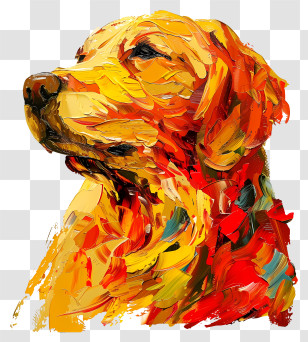 Golden Retriever - Colorful Dog Portrait Painting With Bold Art Strokes Transparent PNG