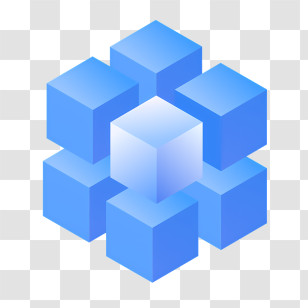 Icon - 3D Blue Cubes Geometric Design Transparent PNG