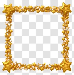 Cartoon Photo Frame - Golden Starry Frame With Sparkles Transparent PNG