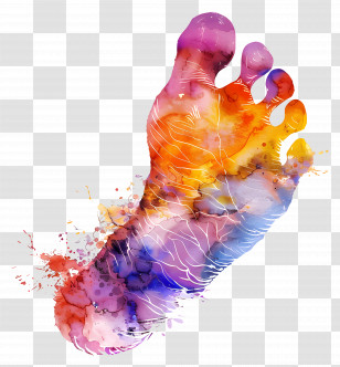 Foot Print - Colorful Watercolor Footprint Artwork Transparent PNG